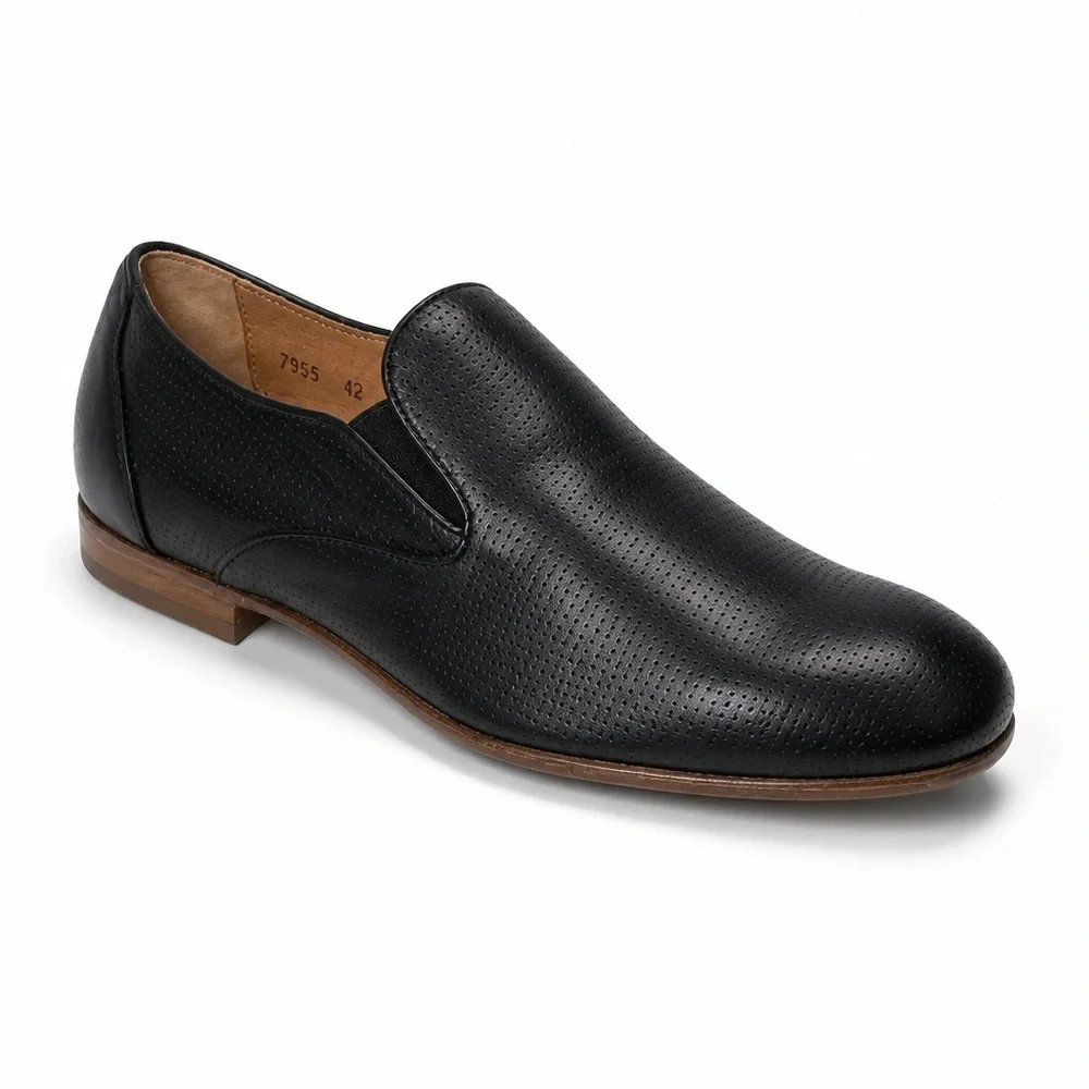 BALDININI Classic Black Soft Leather Comfort Slip-On Dress Shoes - Men's